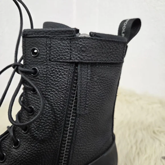 Woolrich City Lace-up Leather Combat Boots Gum Black Italian women's size 8